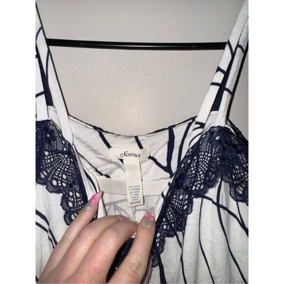 Soma Cool Nights Lace Trim Sleep Chemise Dress- Size Medium - Picture 4 of 4